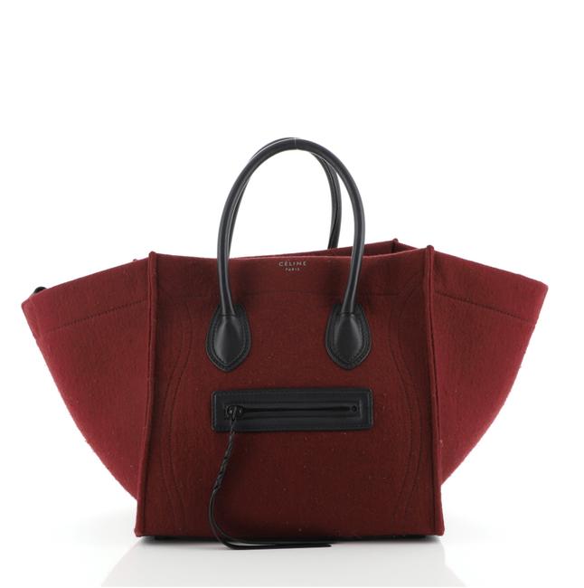 Celine Cabas Phantom Medium Red Felt Tote