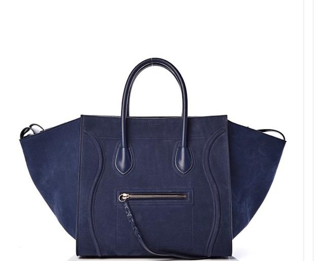 Celine Cabas Phantom Navy Suede LeatherCalf Skin Leather Tote