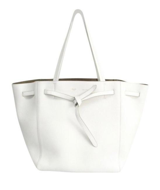 Celine Cabas Phantom Small White Leather Tote