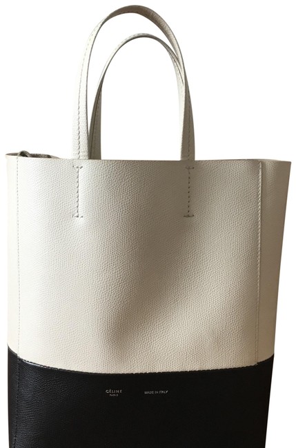 Celine Cabas Small In Grained Calfskin BlackWhite Tote