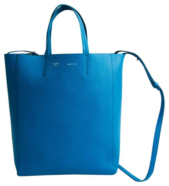 Celine Cabas Vertical Small Womens Tote Blue Leather Shoulder Bag