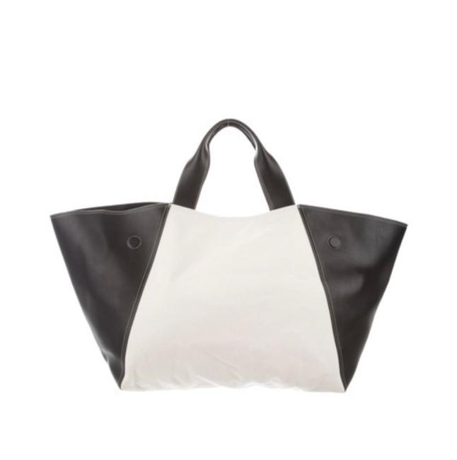 Celine Canvas Calfskin Black and White Tote