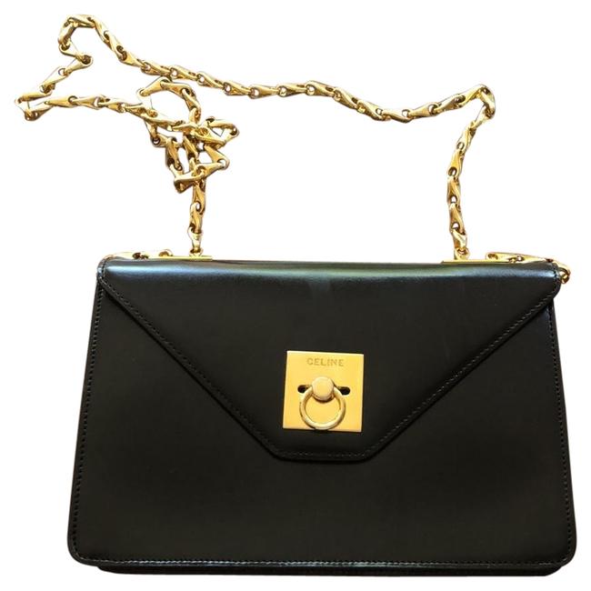 Celine Chain Link Purse Black Leather Shoulder Bag