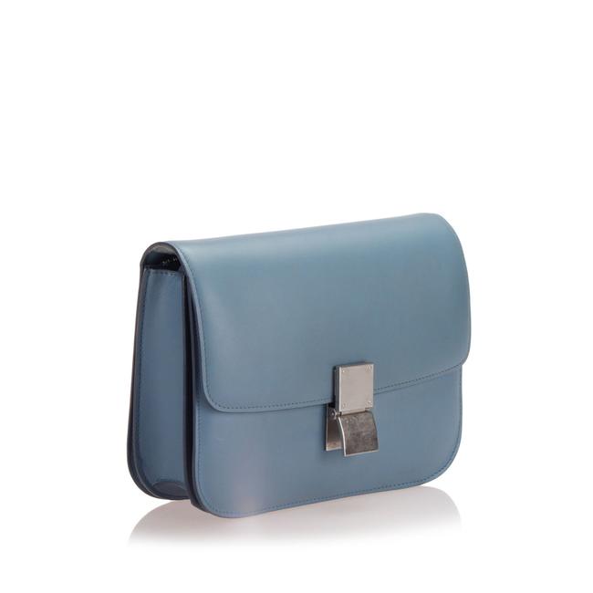 Celine Classic Box Blue Leather Shoulder Bag