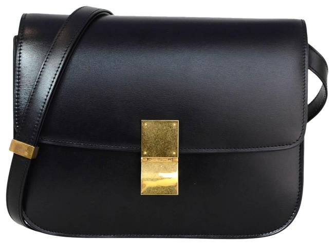 Celine Classic Box Calfskin Medium with Db Black Leather Shoulder Bag