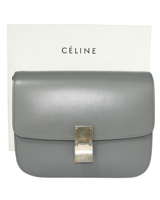 Celine Classic Box Grey Calfskin Leather Shoulder Bag