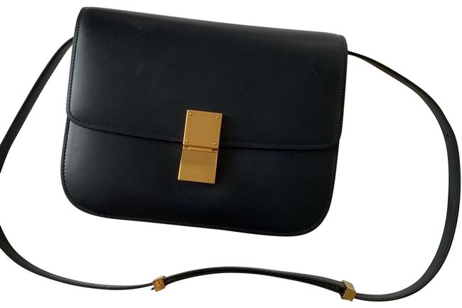 Celine Classic Box Navy Leather Shoulder Bag