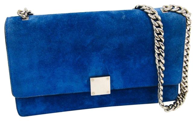 Celine Classic Womens Blue Suede Shoulder Bag