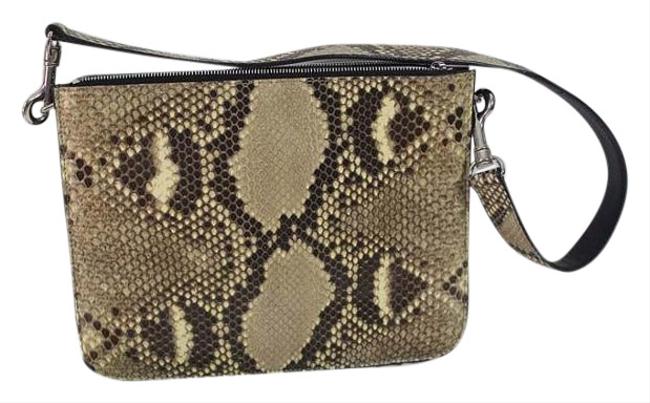 Celine Clutch Exotic Leather Brown Snake Shoulder Bag