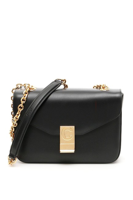 Celine Cr Medium C Black Leather Shoulder Bag