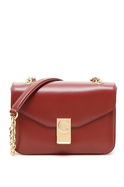 Celine Cr Medium C Burgundy Leather Shoulder Bag