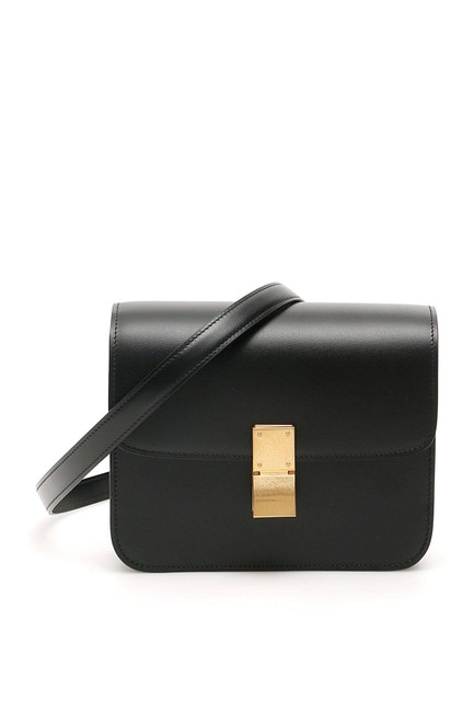 Celine Cr Medium Classic Black Leather Shoulder Bag