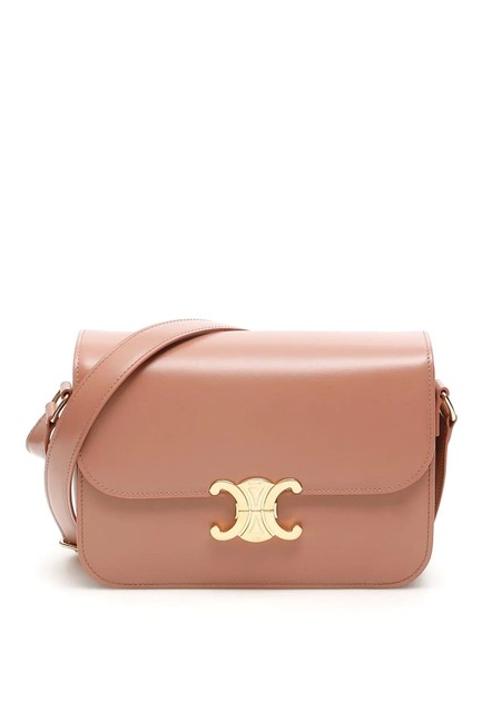 Celine Cr Medium Triomphe Beige Leather Shoulder Bag