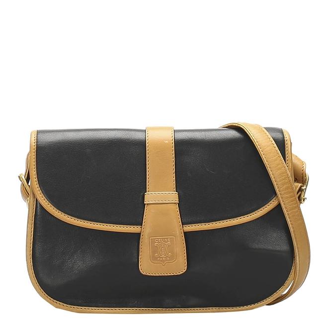 Celine Crossbody BlackBrown Leather Vintage Shoulder Bag