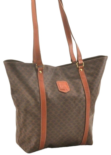 Celine Crossbody Macadam Pvc Leather Brown Drawstring Shoulder Bag