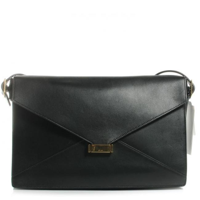 Celine Diamond Clutch Black Leather Shoulder Bag