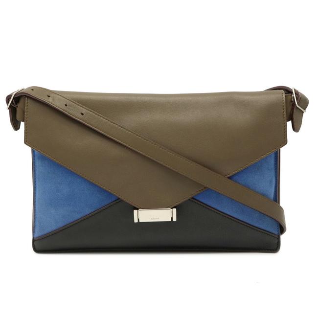 Celine Diamond One 170893 BlackBlueKhaki SuedeLeather Shoulder Bag