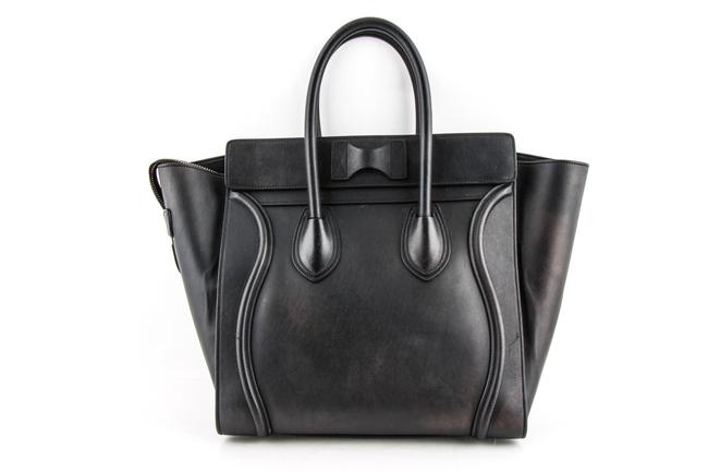 Celine Cabas Phantom Satchel Black Leather Tote