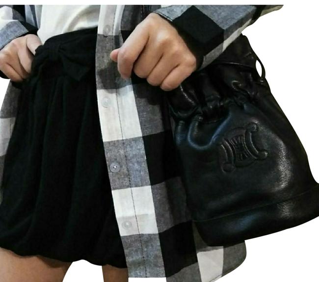 Celine Drawstring Black Lambskin Leather Shoulder Bag