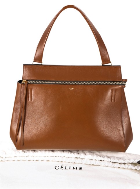 Celine Edge Medium Brown Grained Leather Shoulder Bag