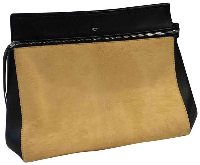 Celine Edge Mustard Leather and Pony Hair Shoulder Bag