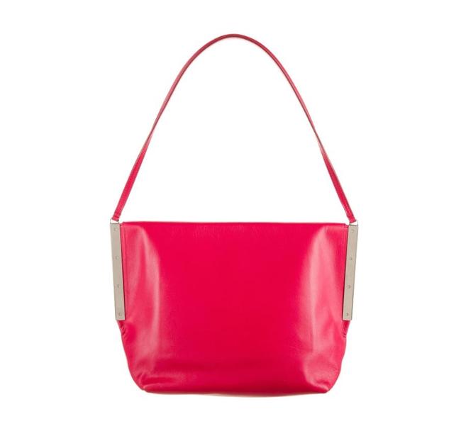 Celine Flap Clasp Dark Pink Leather Shoulder Bag