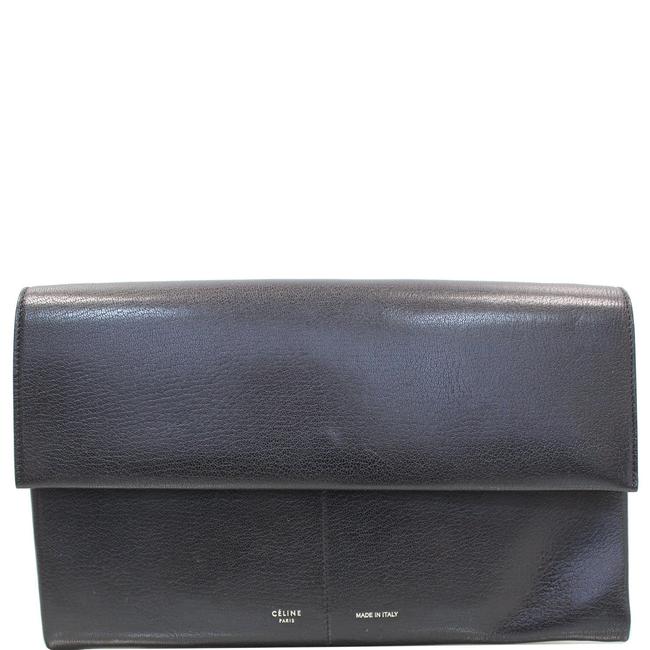 Celine Folded Clutch Strap Black Leather Shoulder Bag