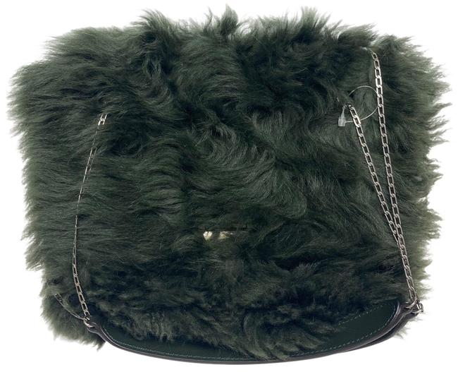 Celine Fur Green Leather Shoulder Bag
