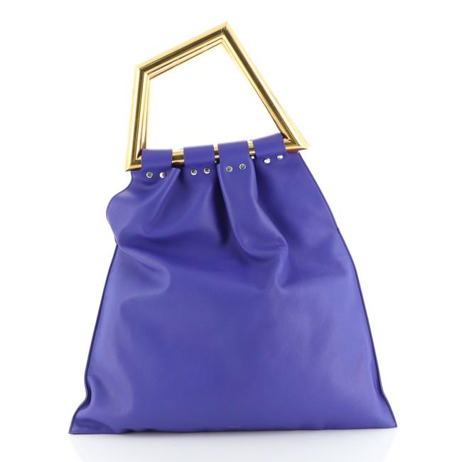 Celine Geometrical Large Blue Leather Tote