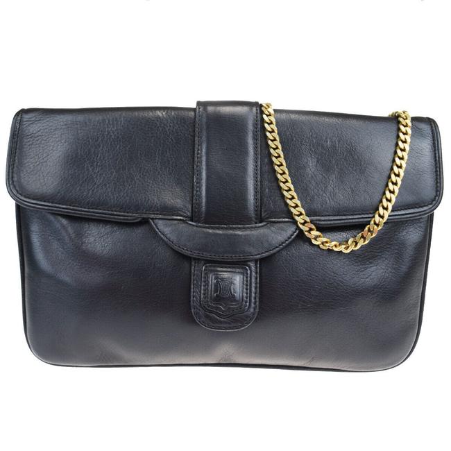 Celine Gold Chain Purse Black Leather Shoulder Bag