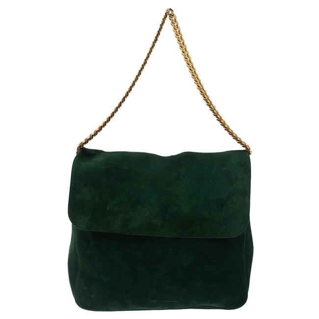 Celine Gourmette Green Suede Shoulder Bag
