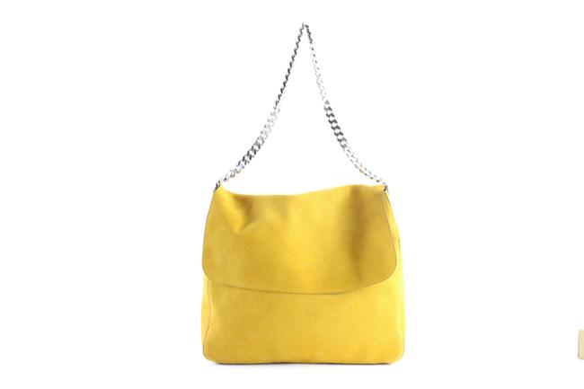 Celine Gourmette Hobo Chain 9cer0613 Mustard Yellow Suede Shoulder Bag