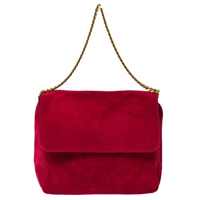 Celine Gourmette Red Suede Shoulder Bag