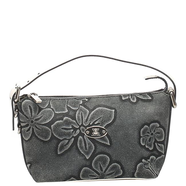 Celine Gray Suede Flower Baguette Shoulder Bag