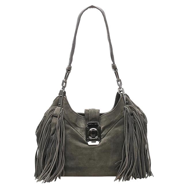 Celine Gray Suede Tassel Shoulder Bag