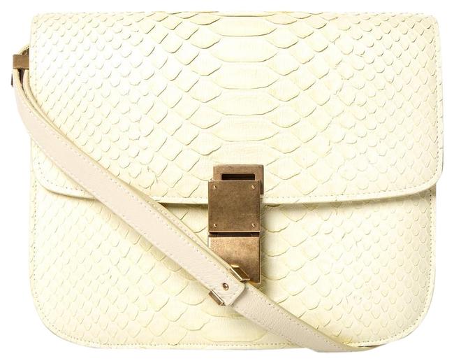 Celine Handle Pale Yellow Python Skin Leather Shoulder Bag