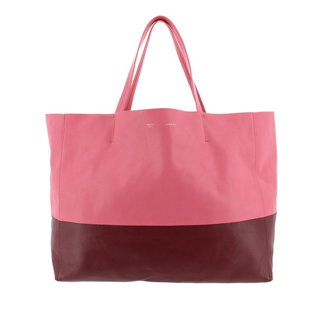 Celine Horizontal Cabas Bag Pink Leather Tote