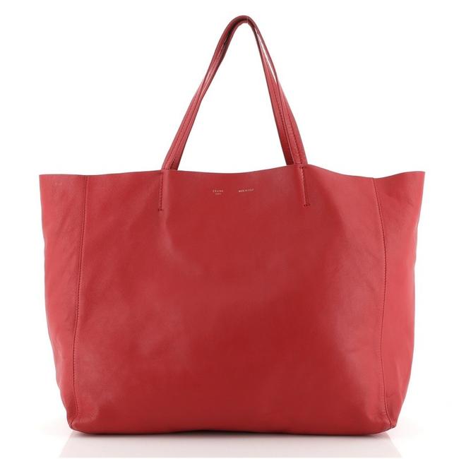 Celine Horizontal Cabas Large Red Leather Tote