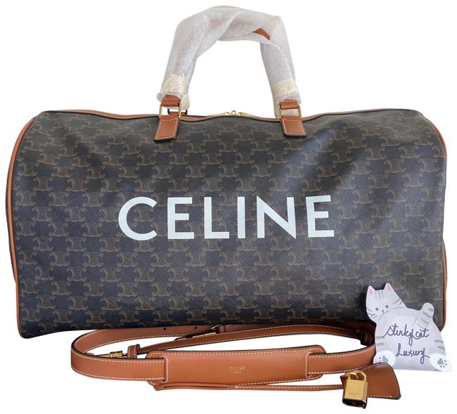 Celine Large Voyage In Triomphe Tan Brown CanvasLeather WeekendTravel Bag