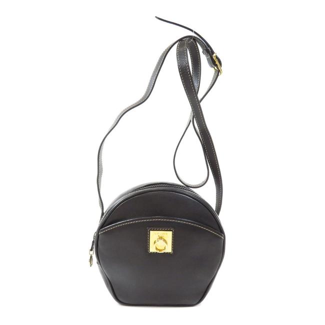 Celine Logo Calf Ladies Black Leather Shoulder Bag