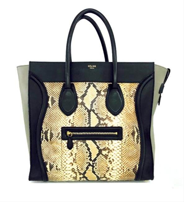 Celine Luggage And BlackGrey LeatherPython Tote