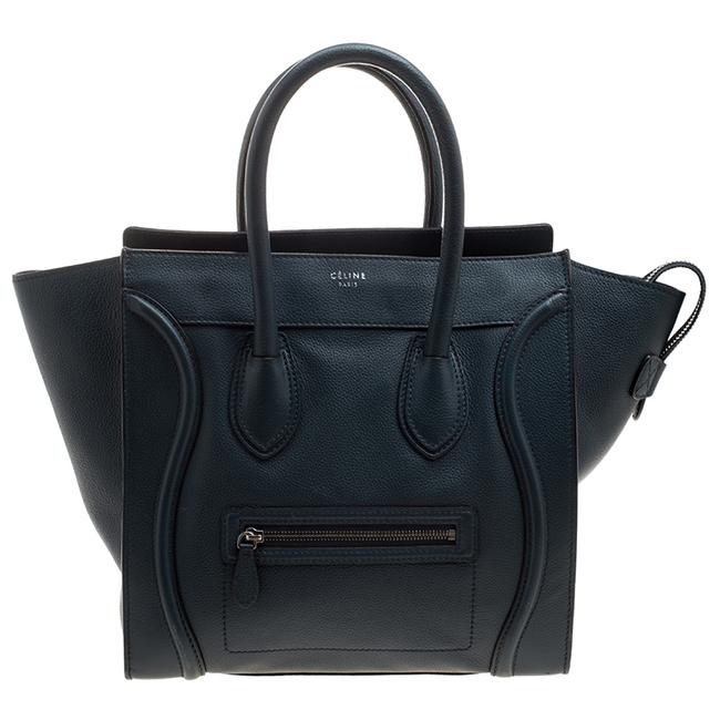 Celine Luggage Blue Leather Mini Tote
