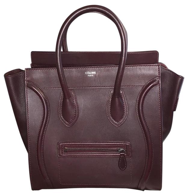 Celine Luggage Burgundy Leather Tote
