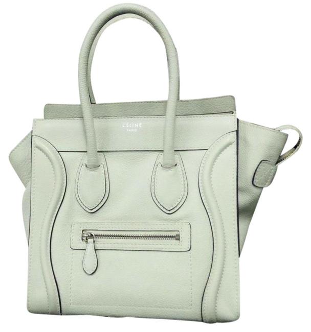 Celine Luggage Calfskin Micro Shopper Light Grey Leather Tote