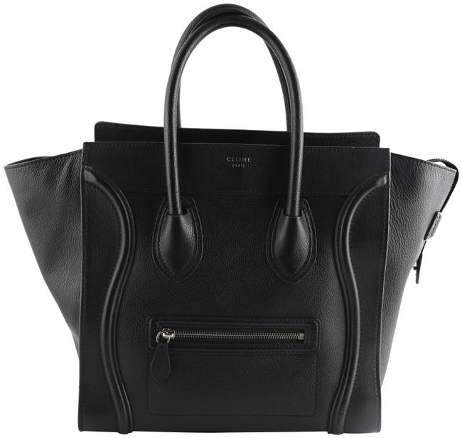 Celine Phantom Luggage Drummed Mini Black Calfskin Leather Shoulder Bag