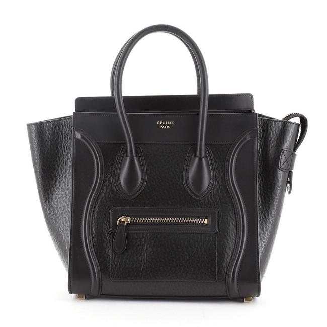 Celine Luggage Embossed Micro Black Leather WeekendTravel Bag