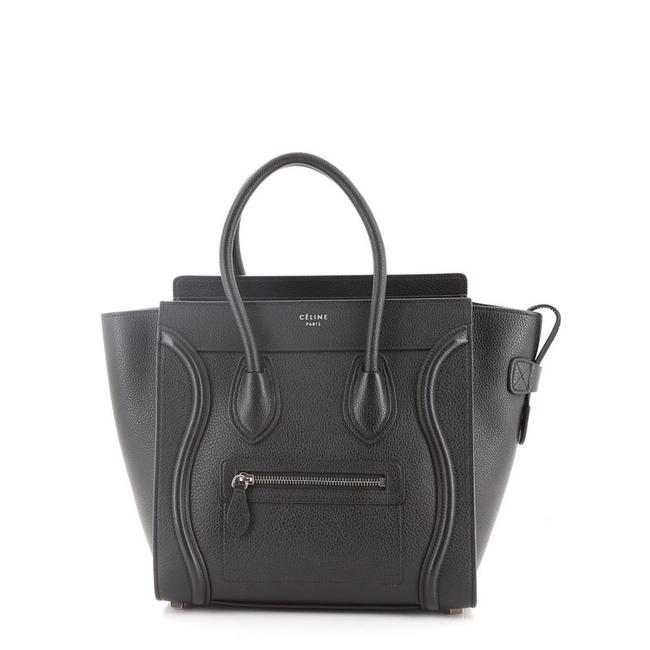 Celine Luggage Grainy Micro Black Leather WeekendTravel Bag