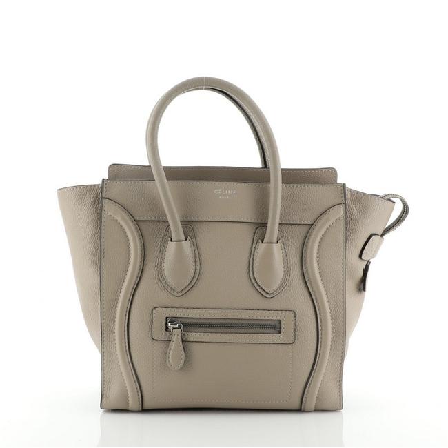 Celine Luggage Grainy Micro Neutral Leather Tote