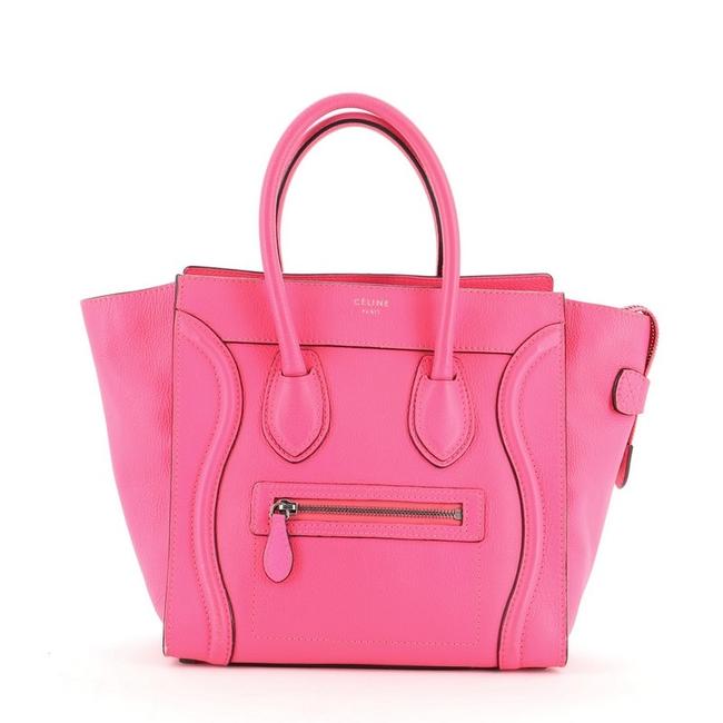 Celine Luggage Grainy Micro Pink Leather WeekendTravel Bag