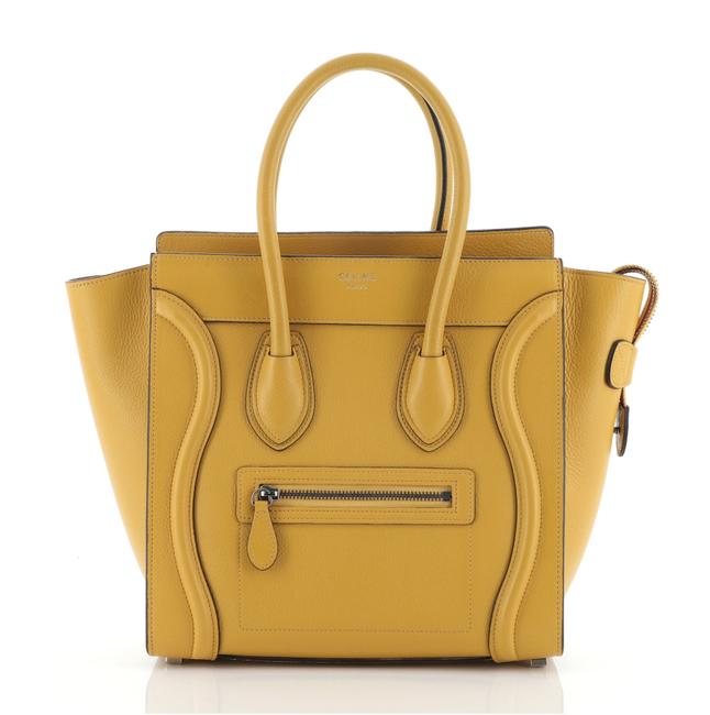 Celine Luggage Grainy Micro Yellow Leather WeekendTravel Bag